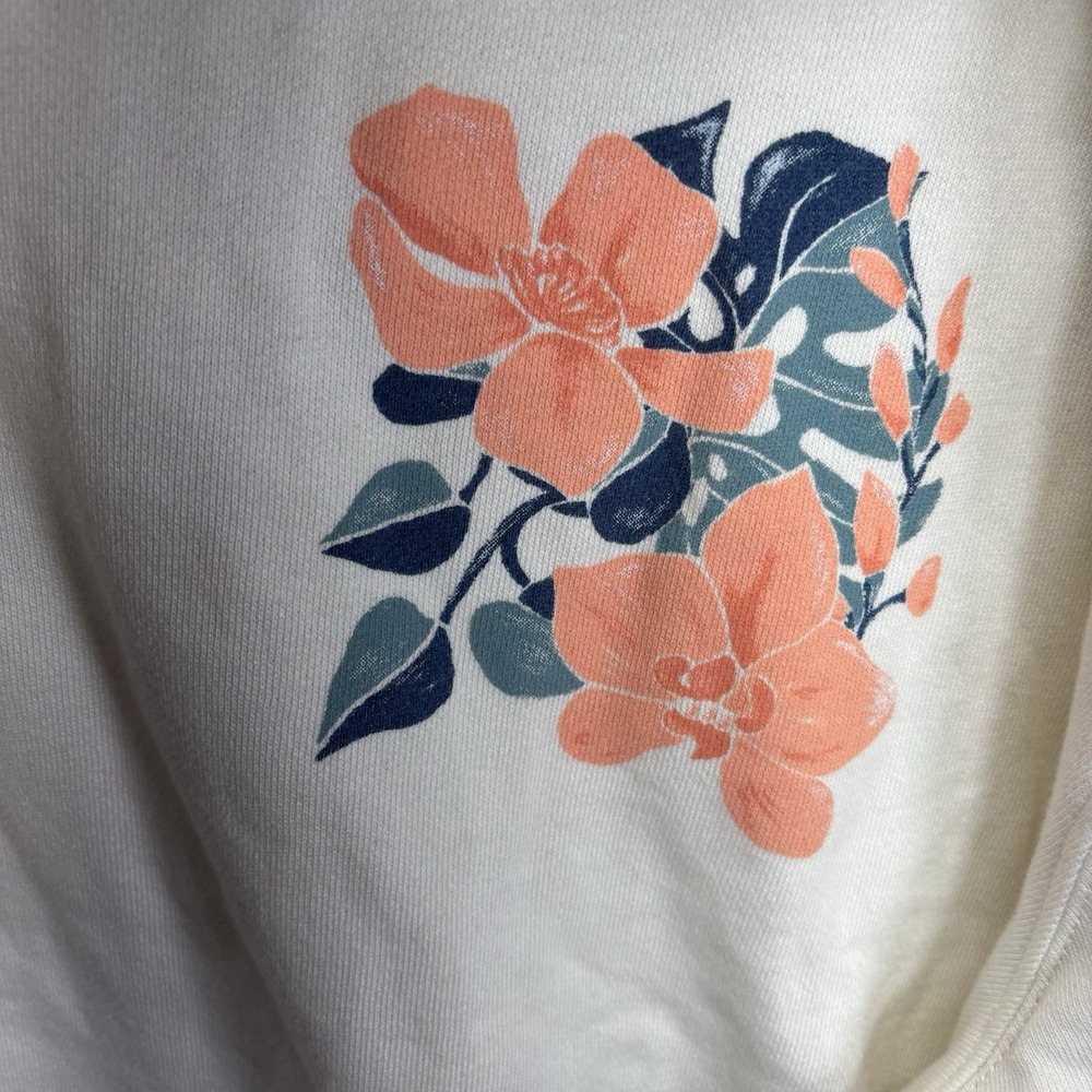 Goodfellow & Co.‎ Mens Crew Neck Sweatshirt 2XL Cream Floral Print Hawaiian